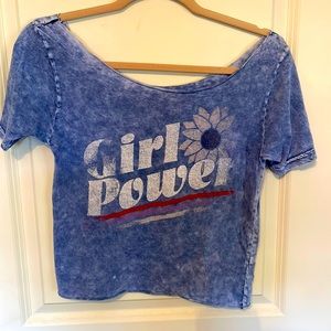 Vintage Girl Power Raw Hem T-Shirt